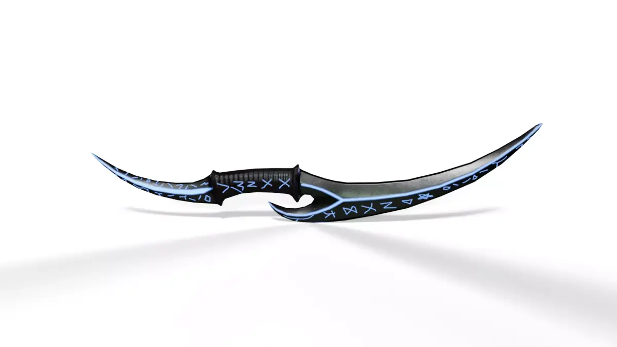 Sci-Fi Curved Dual Blade Dagger Low-poly 3D model