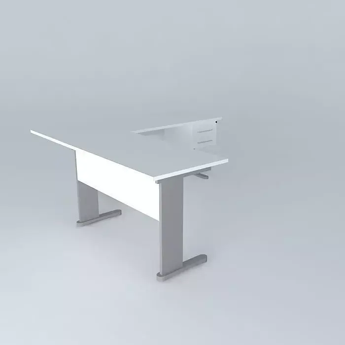 2 Office Desks with rail 90 Connection and Drawer Fixed Free 3D model