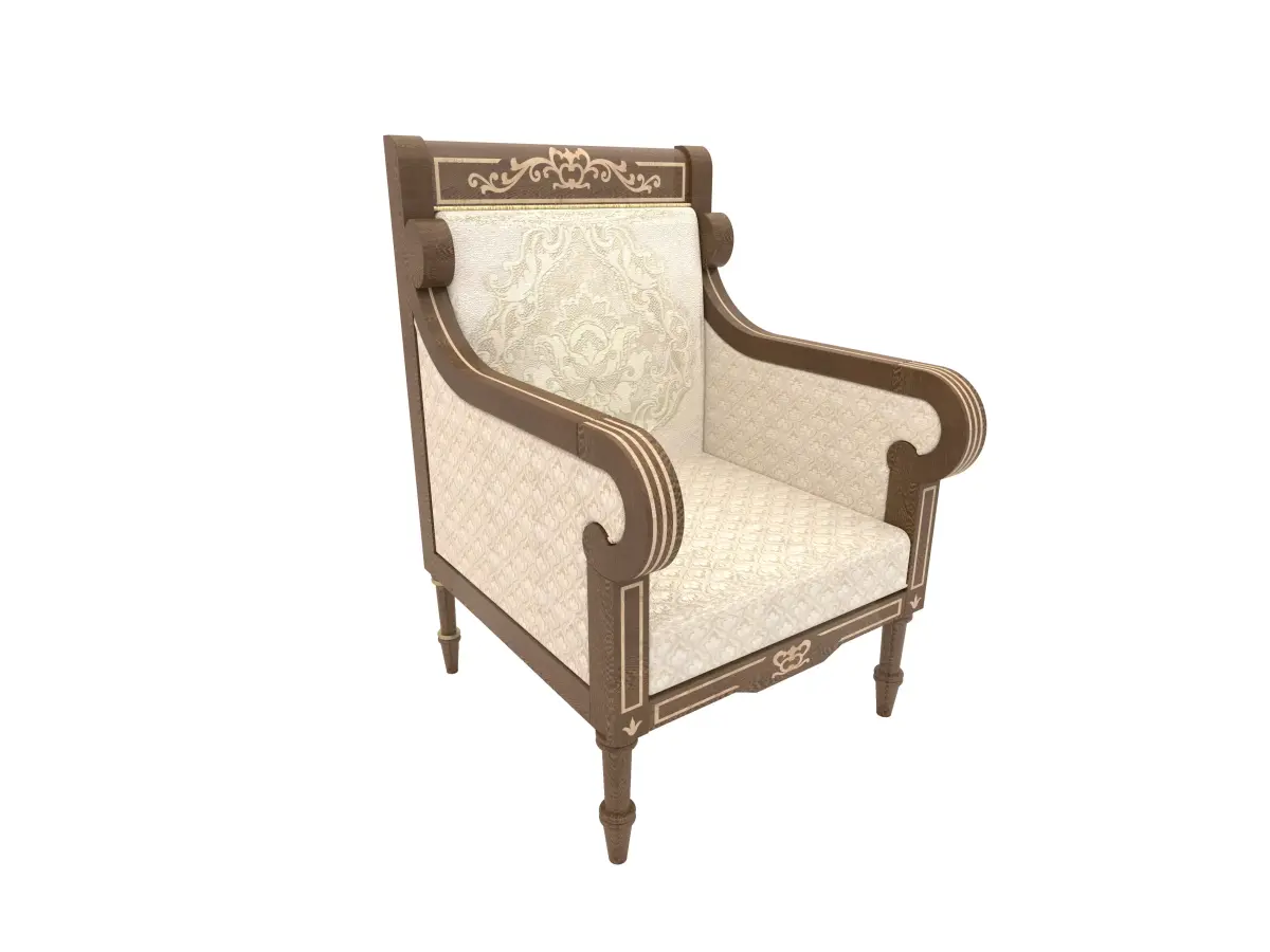 Sapele wood majlis with jacquard fabric Free 3D model