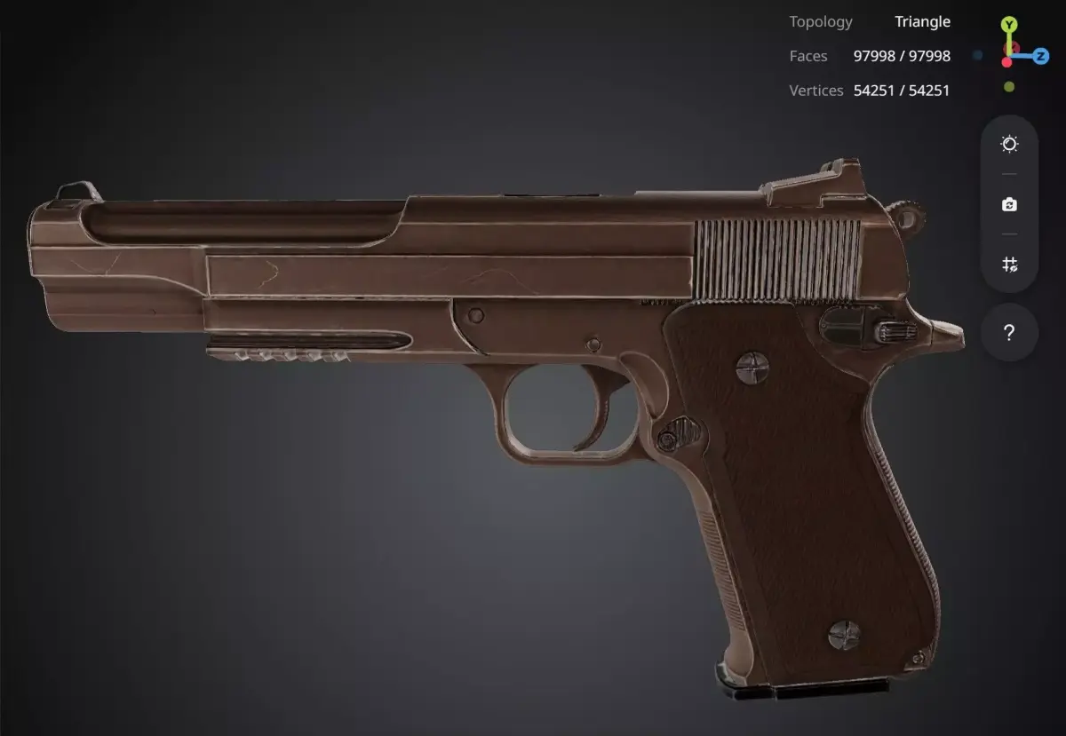 Brown Pistol 3D model 4