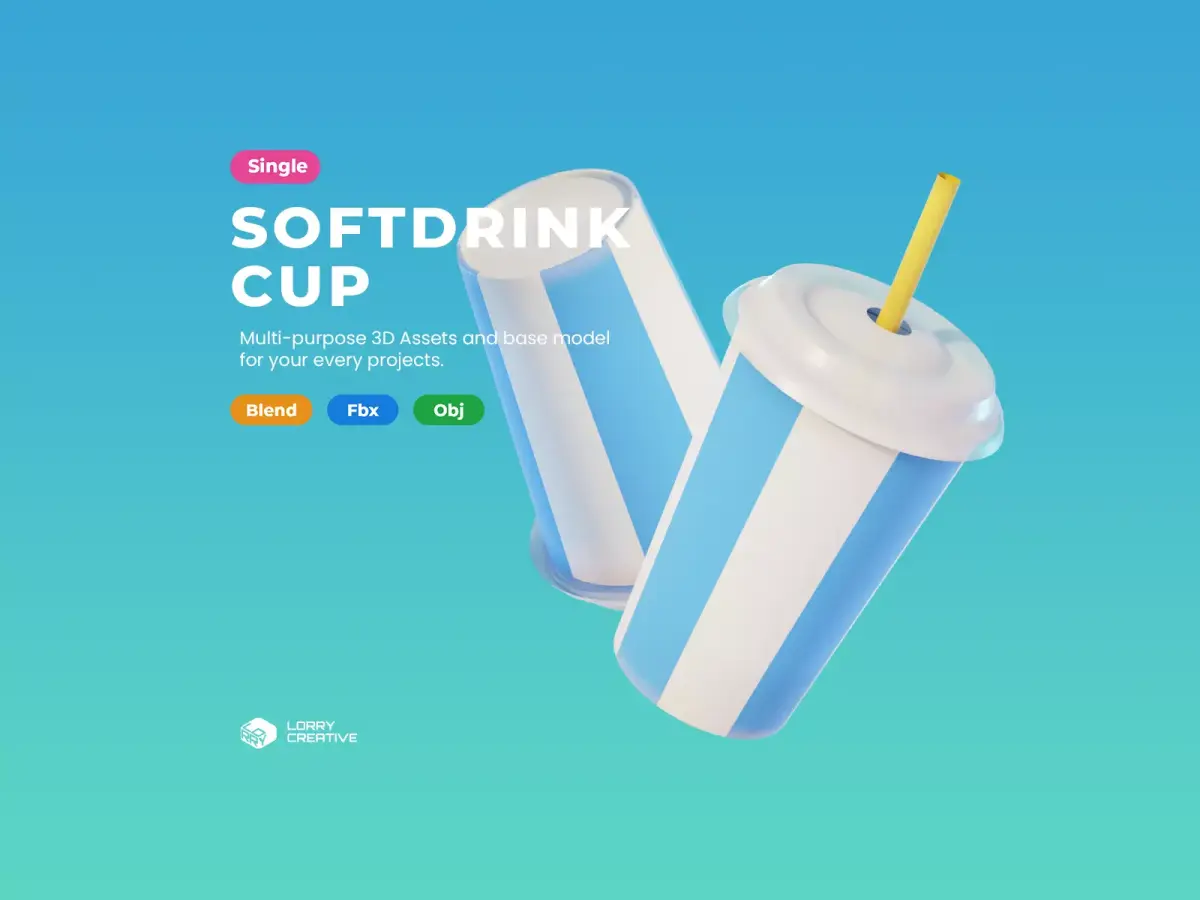 Cartoon Soft Drink Cup Free 3D model