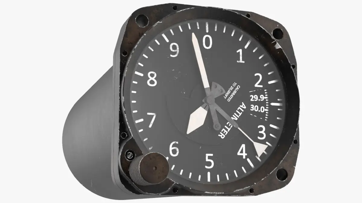 Altimeter Instrument Used Condition Black Rigged 3D model