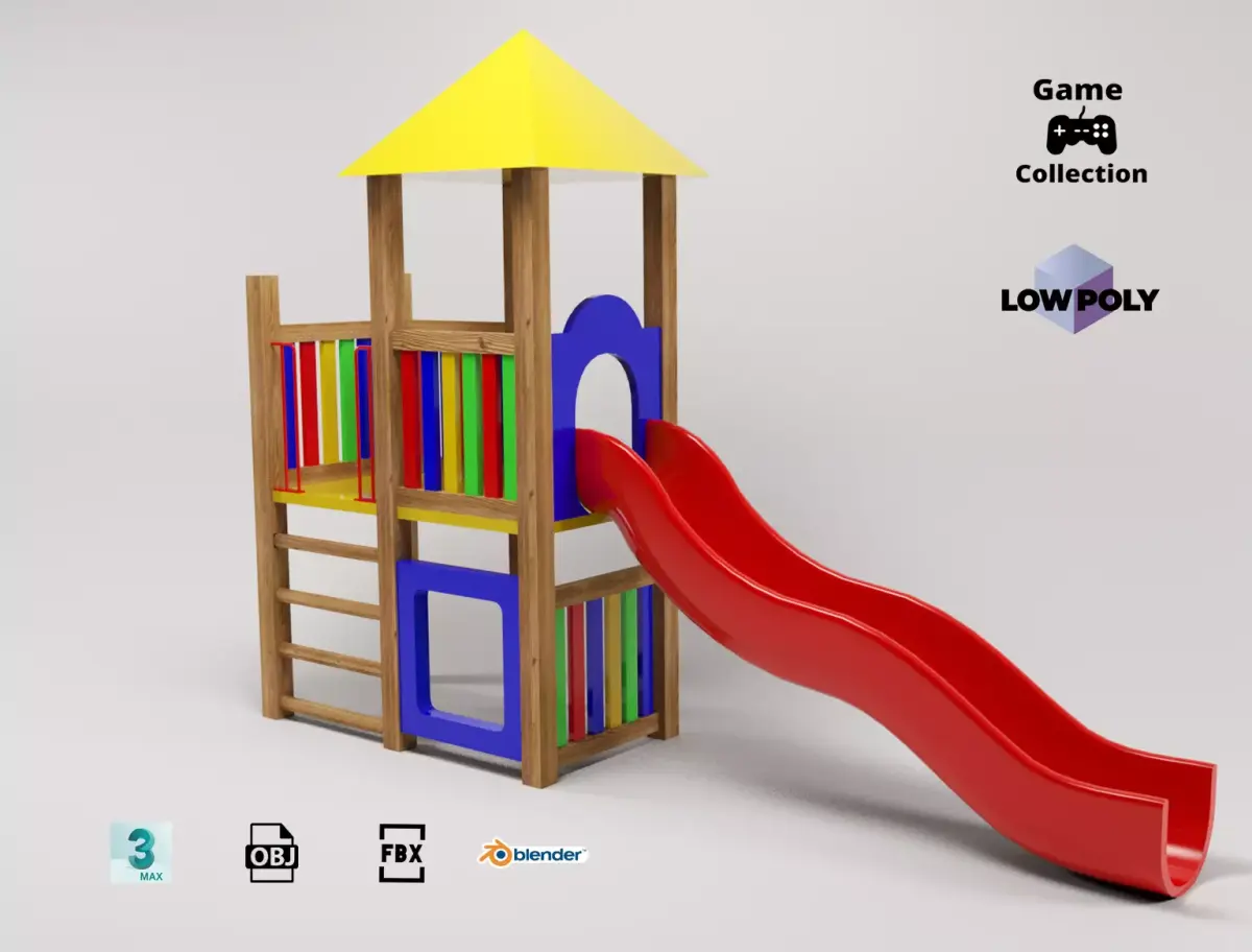 Playground slide Low-poly 3D model buy