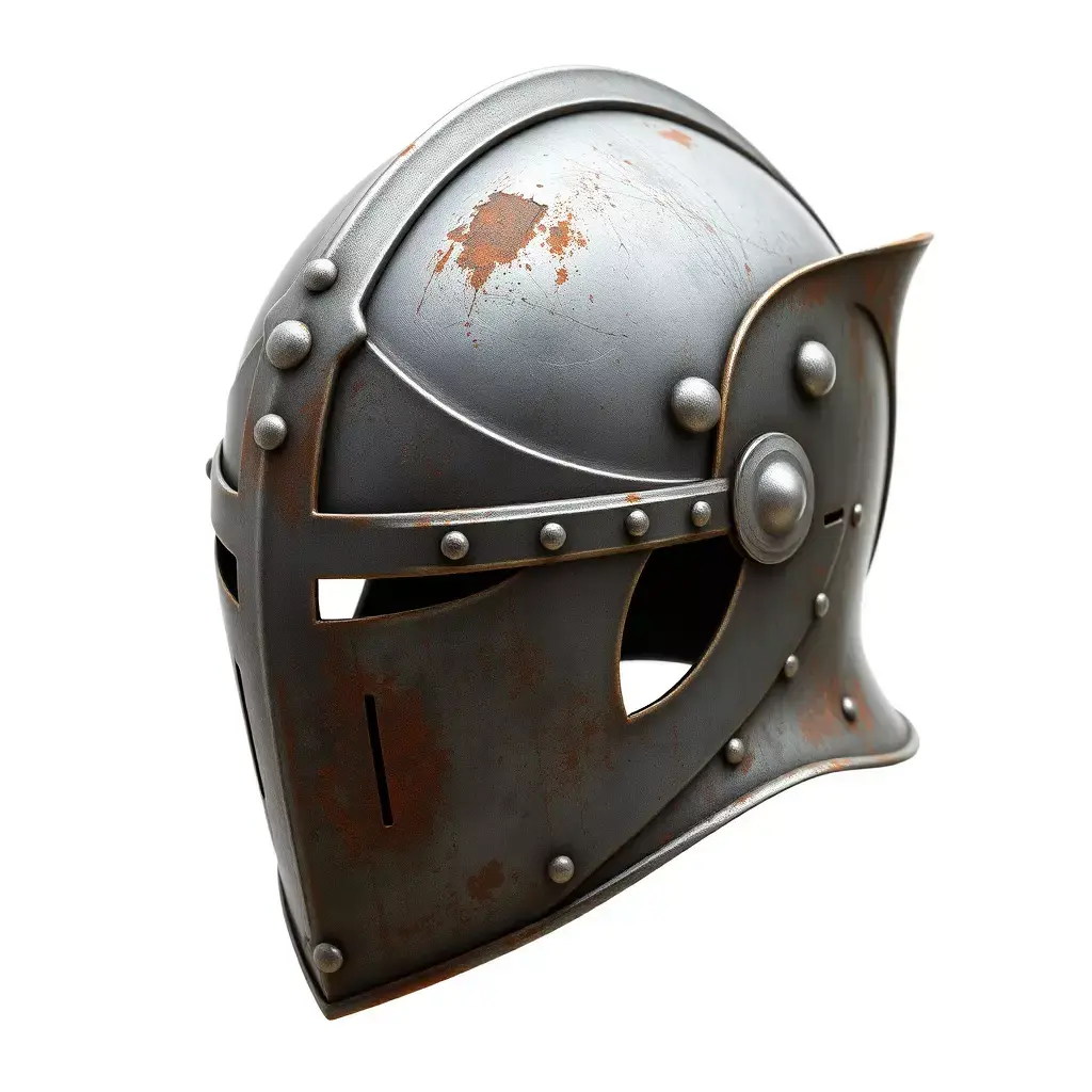 Distressed Medieval Knight Helmet Low-poly 3D model