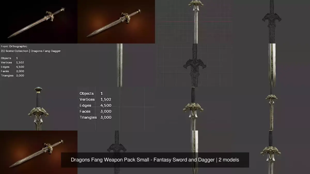 Dragons Fang Weapon Pack Small - Fantasy Sword and Dagger