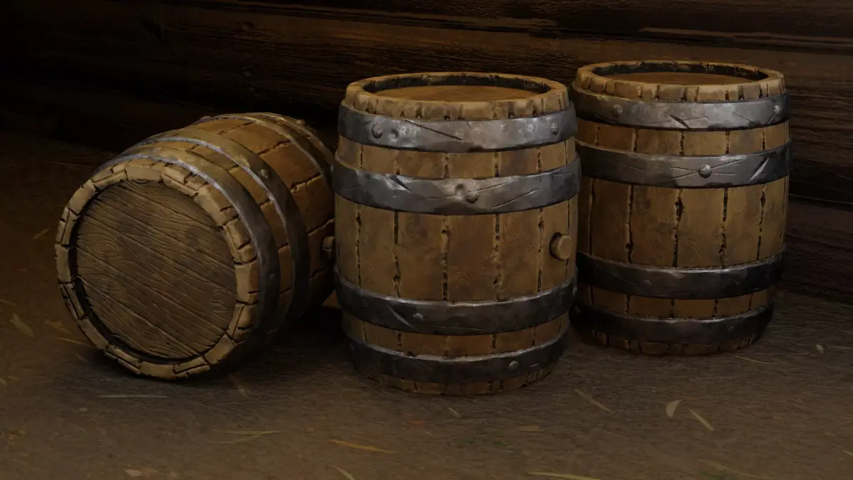 GameReady Wooden Barrel Low-poly 3D model