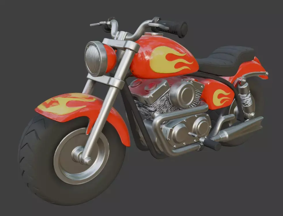 Stylized Cruiser Motorcycle 3D Model 3D model purchase