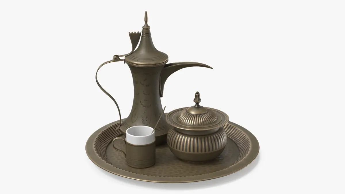Traditional Arabic Coffee Serving Set 3D model