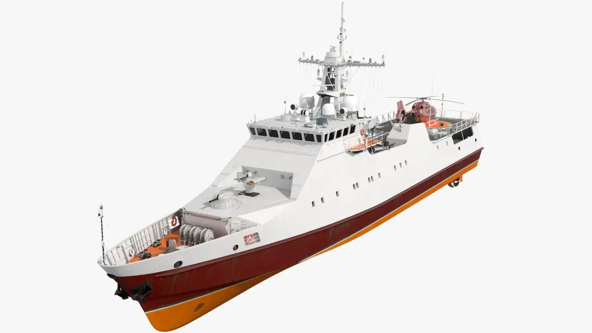Coast Guard Ship with Helicopter Rigged for Maya 3D model purchase
