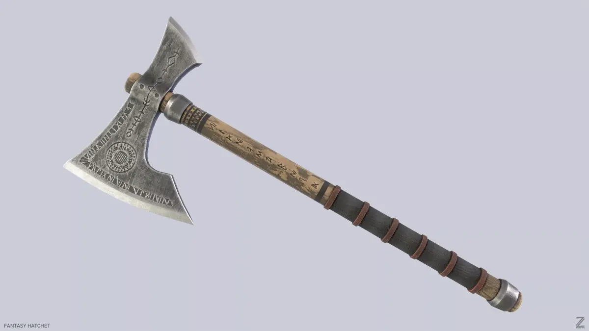Fantasy hatchet Low-poly 3D model order