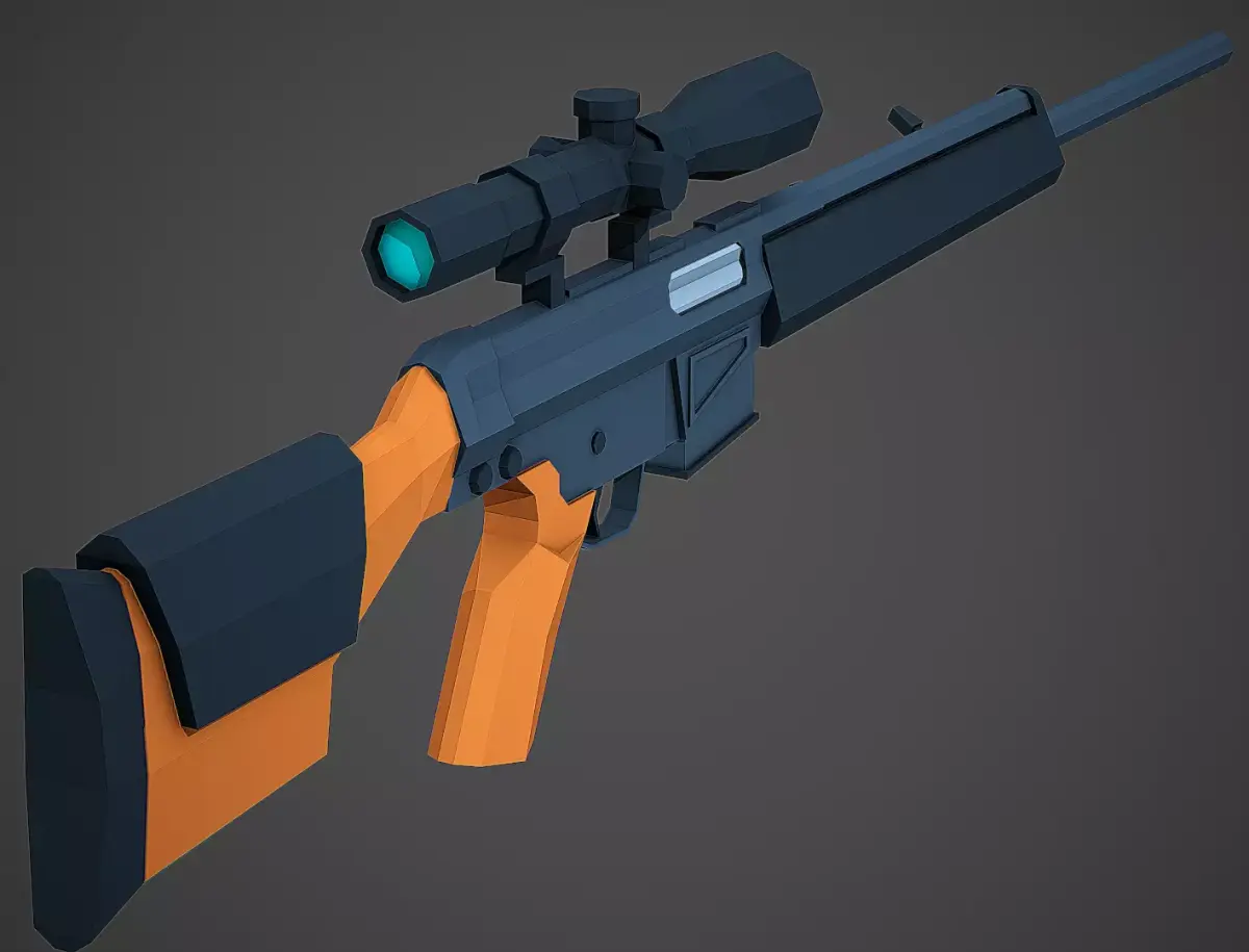 Stylized PSG-1 Sniper Low Poly Mobile Ready Low-poly 3D model