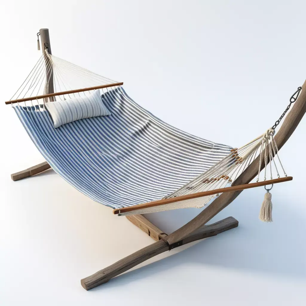 Outdoor Striped Hammock with Stand 3D model