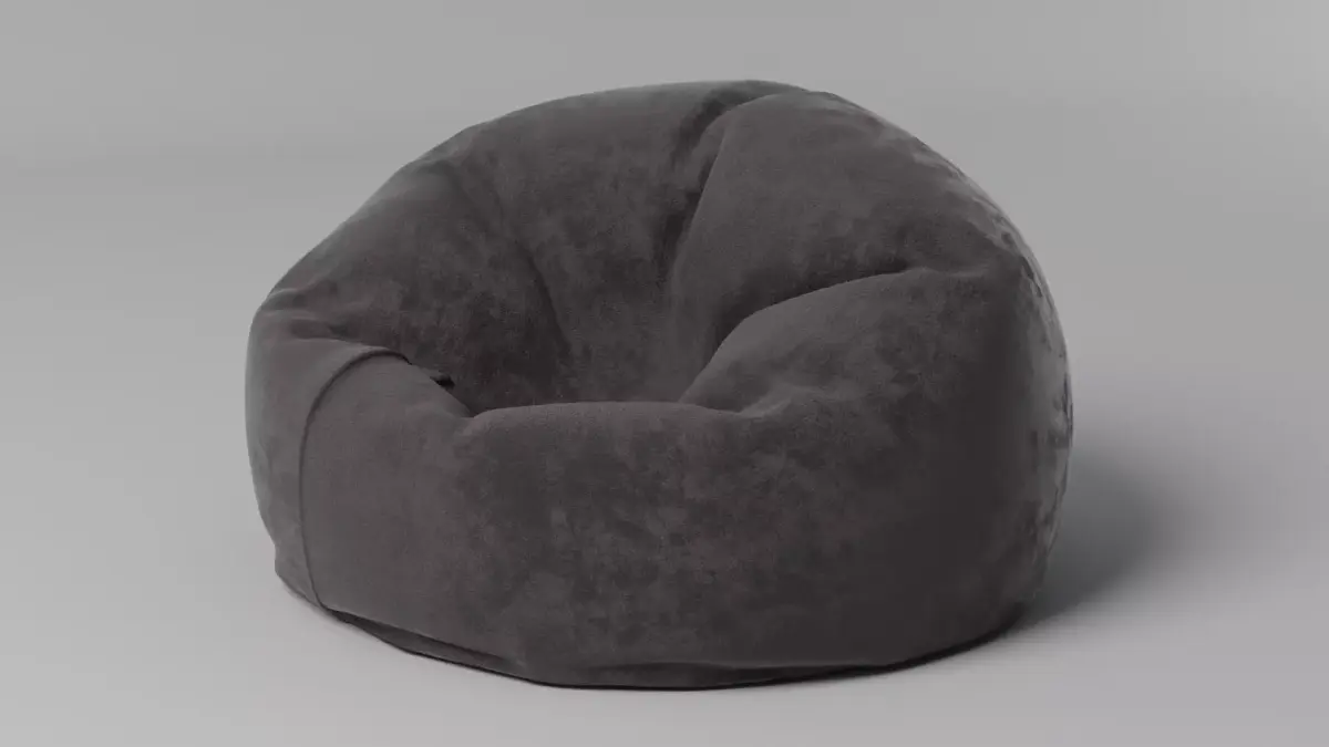 Grey Velvet Bean Bag Free 3D model