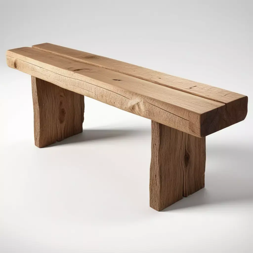 Rustic Solid Wood Bench 3D model