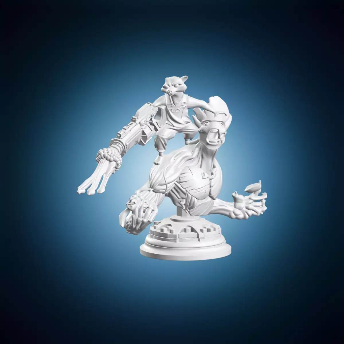 Groot and Rocket Raccoon Marvel Miniature 3D print model