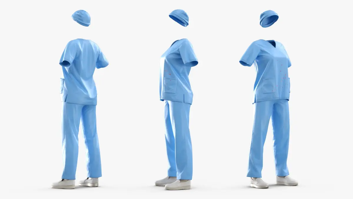 Bloody Medical Scrubs Set No Body Blue 3D model