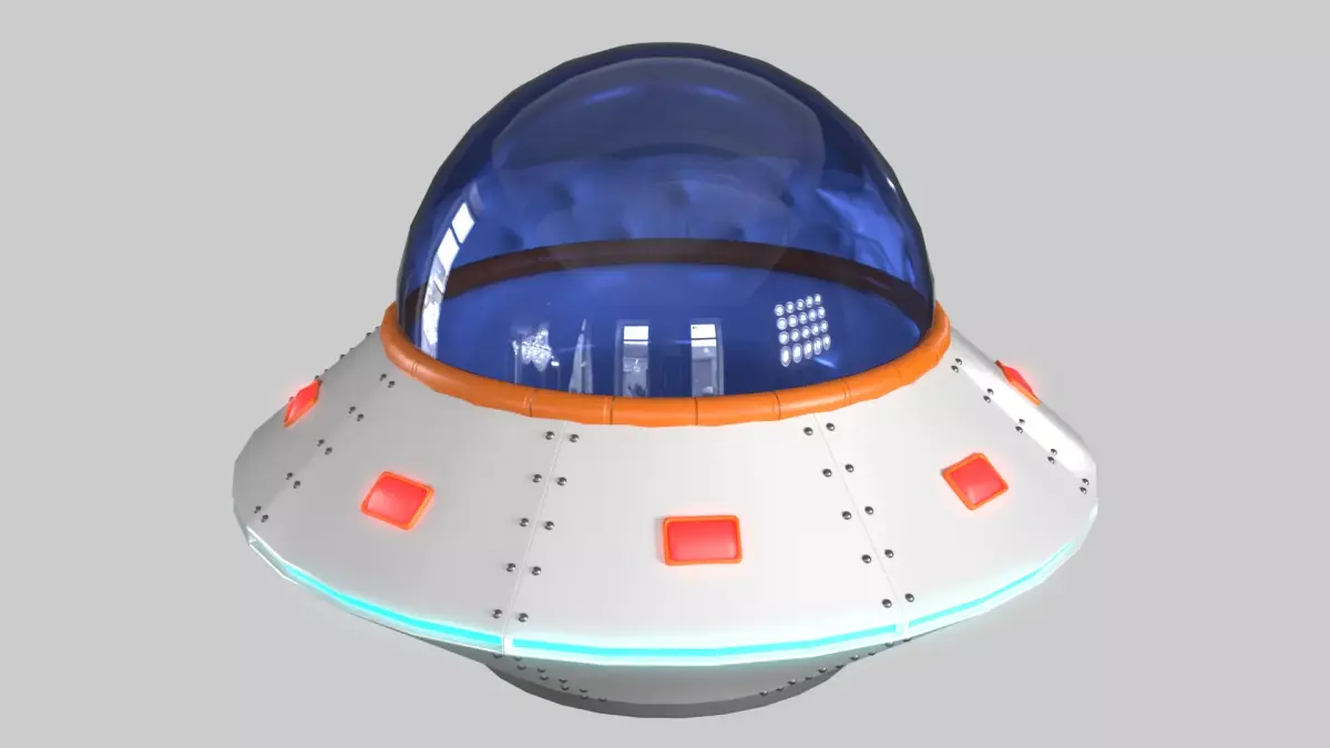 Cartoon UFO PBR Low-poly 3D model
