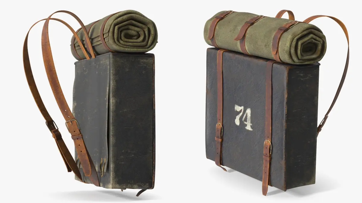 Used US Civil War Backpack with Blanket 3D model