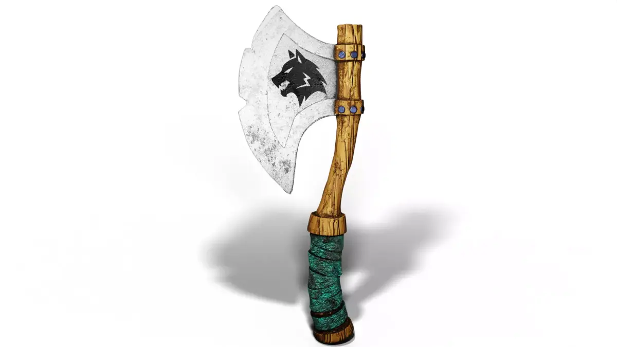 Stylized Wolf Embossed Axe Game Ready Model Low-poly 3D model