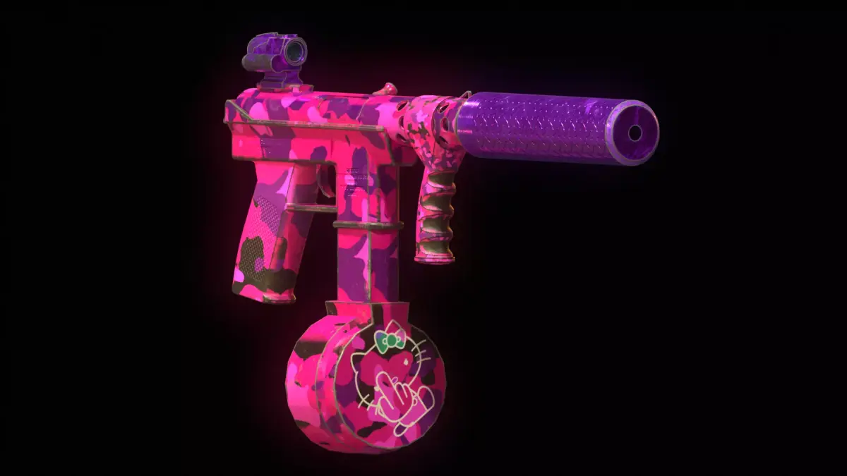 Stylized Tec-9 with silencer and scope Low-poly 3D model