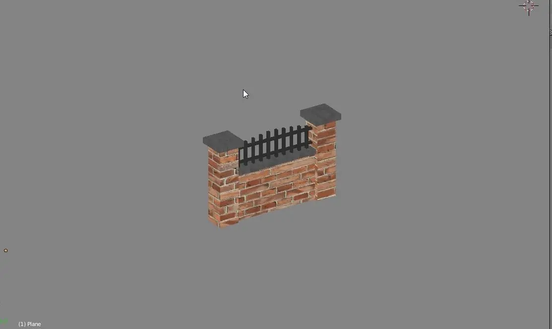 Fence brick wall with Low-poly 3D model