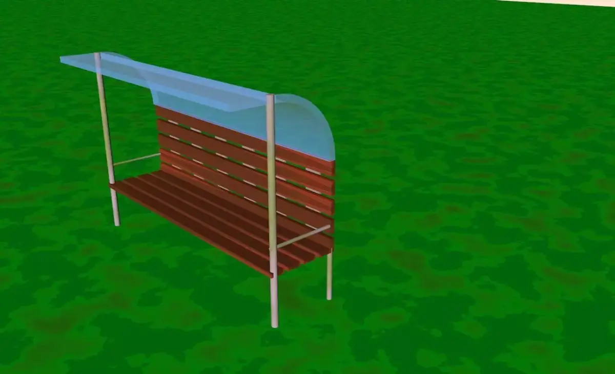 Bench park with glass canopy 3D model