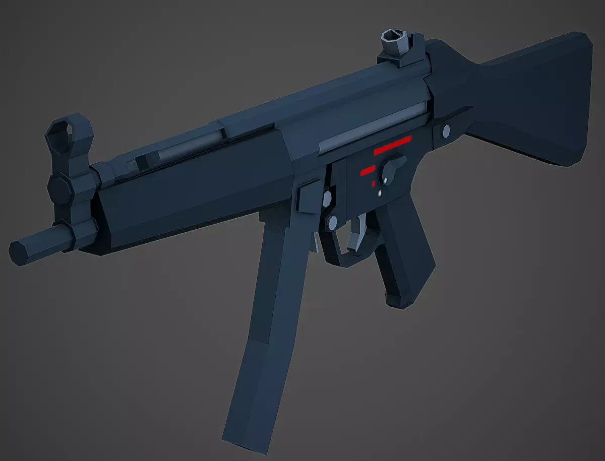 Stylized Mp5A2 SMG Low Poly Mobile Ready Low-poly 3D model