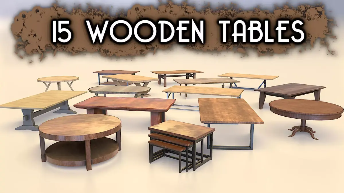 Low-Poly Wooden Table Pack Free low-poly 3D model