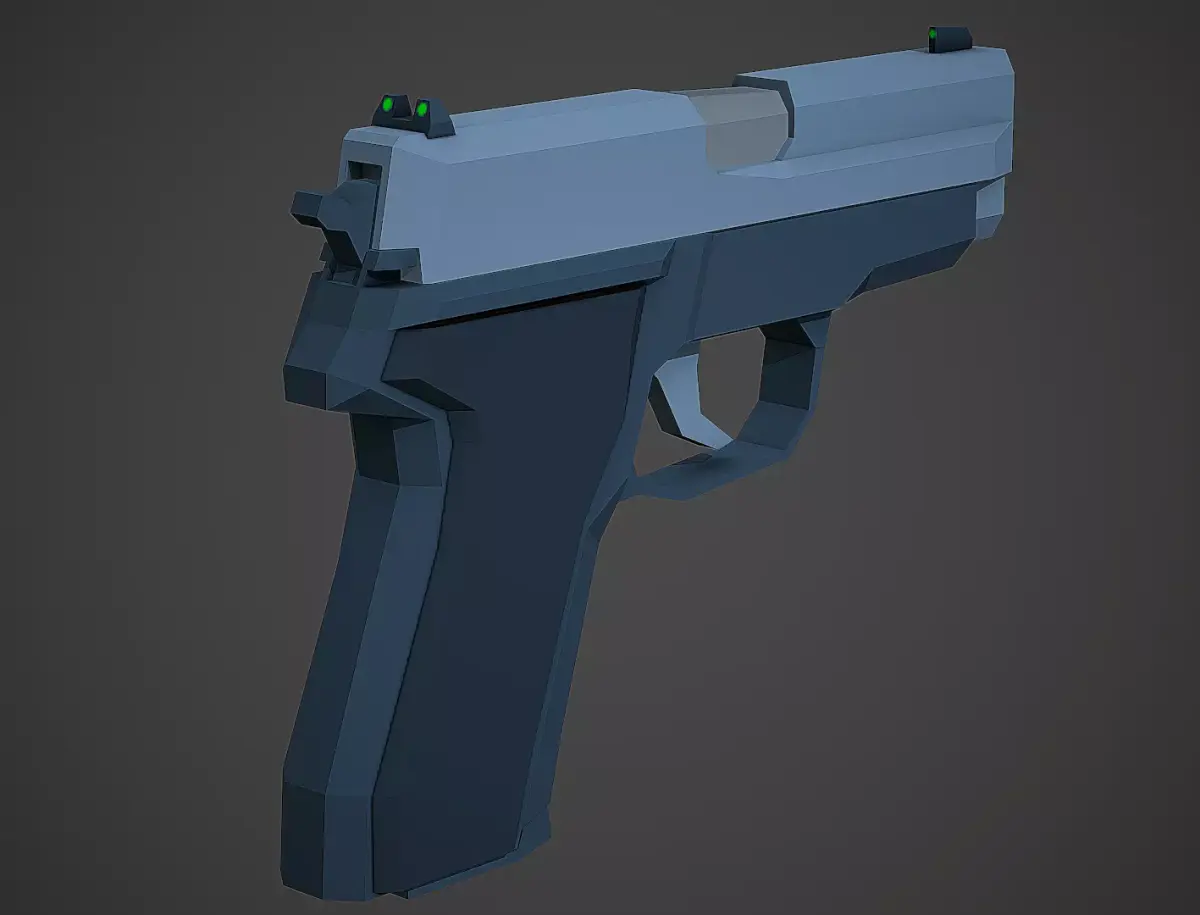 Stylized SIG Sauer P228 Low Poly Mobile Ready Low-poly 3D model