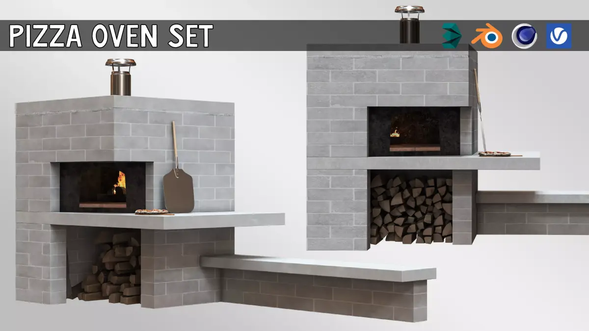 Pizza Oven Set01 3D model