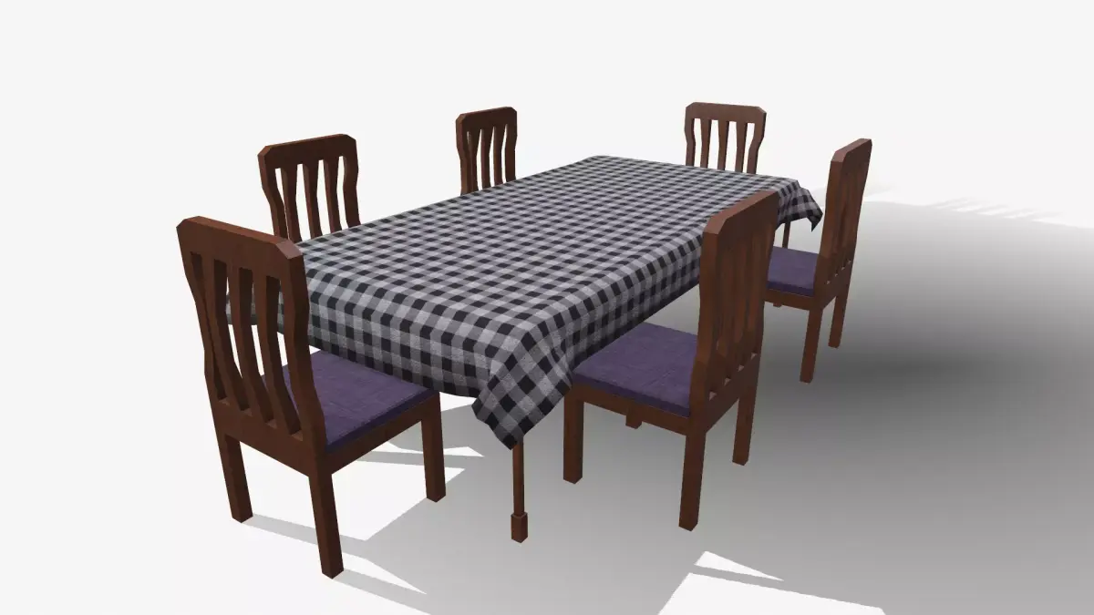 Dining Table and Chairs Free low-poly 3D model