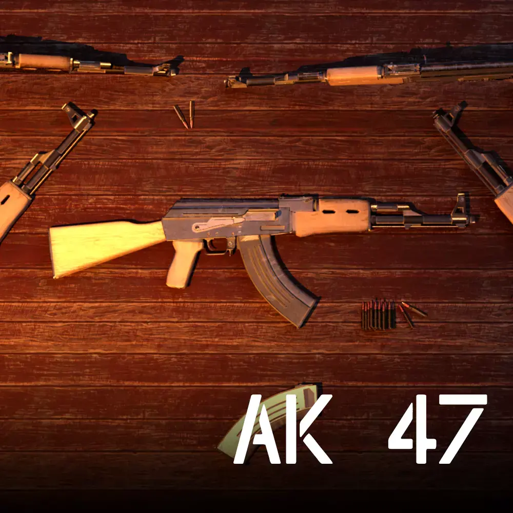 Ak-47 rifle Low-poly 3D model buy