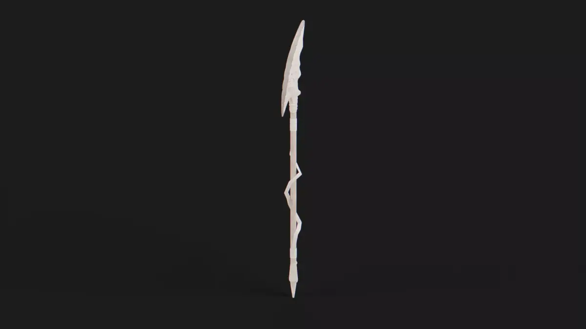 Ancient Fantasy Bone Halberd Low-poly 3D model