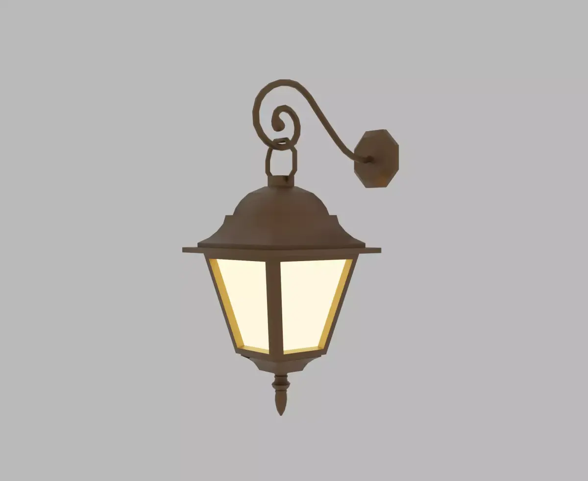 Lantern outdoor wall light Low-poly 3D model