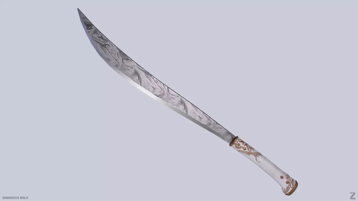 Damascus bolo Low-poly 3D model
