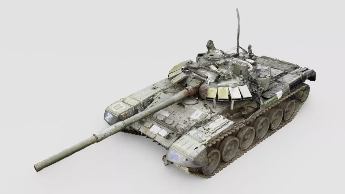 Russian T-90 tank destroyed by Ukrainian army  3D model get