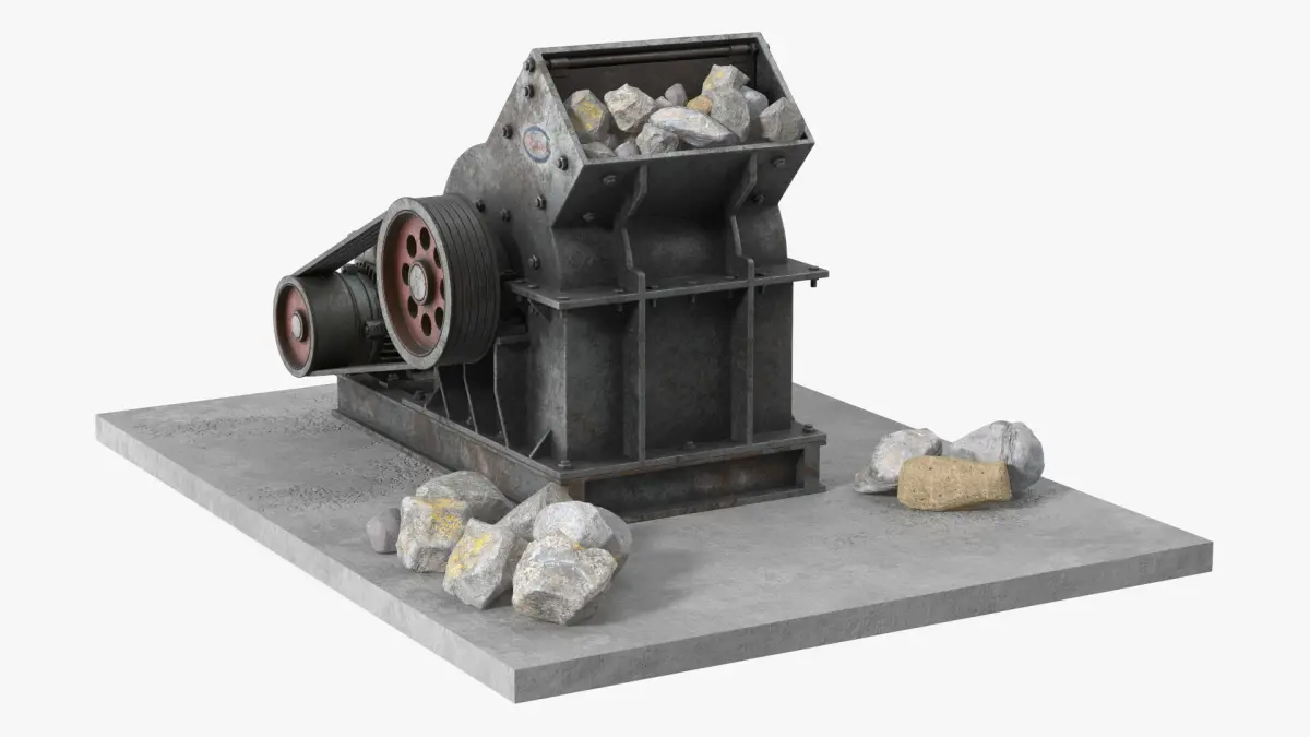 Old Bailing Hammer Crusher Filled with Stones 3D model