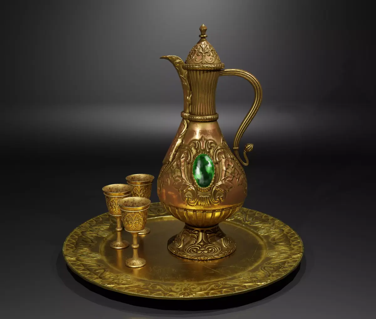 Brass tea set  Free 3D model