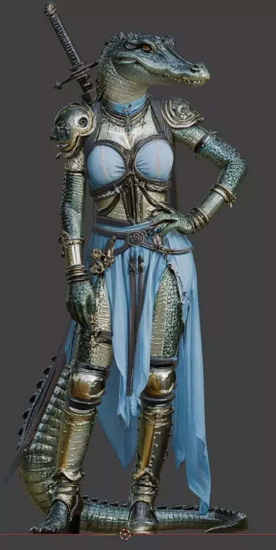 MG-Crocodile Girl01 Mid-Poly  Model 3D print model