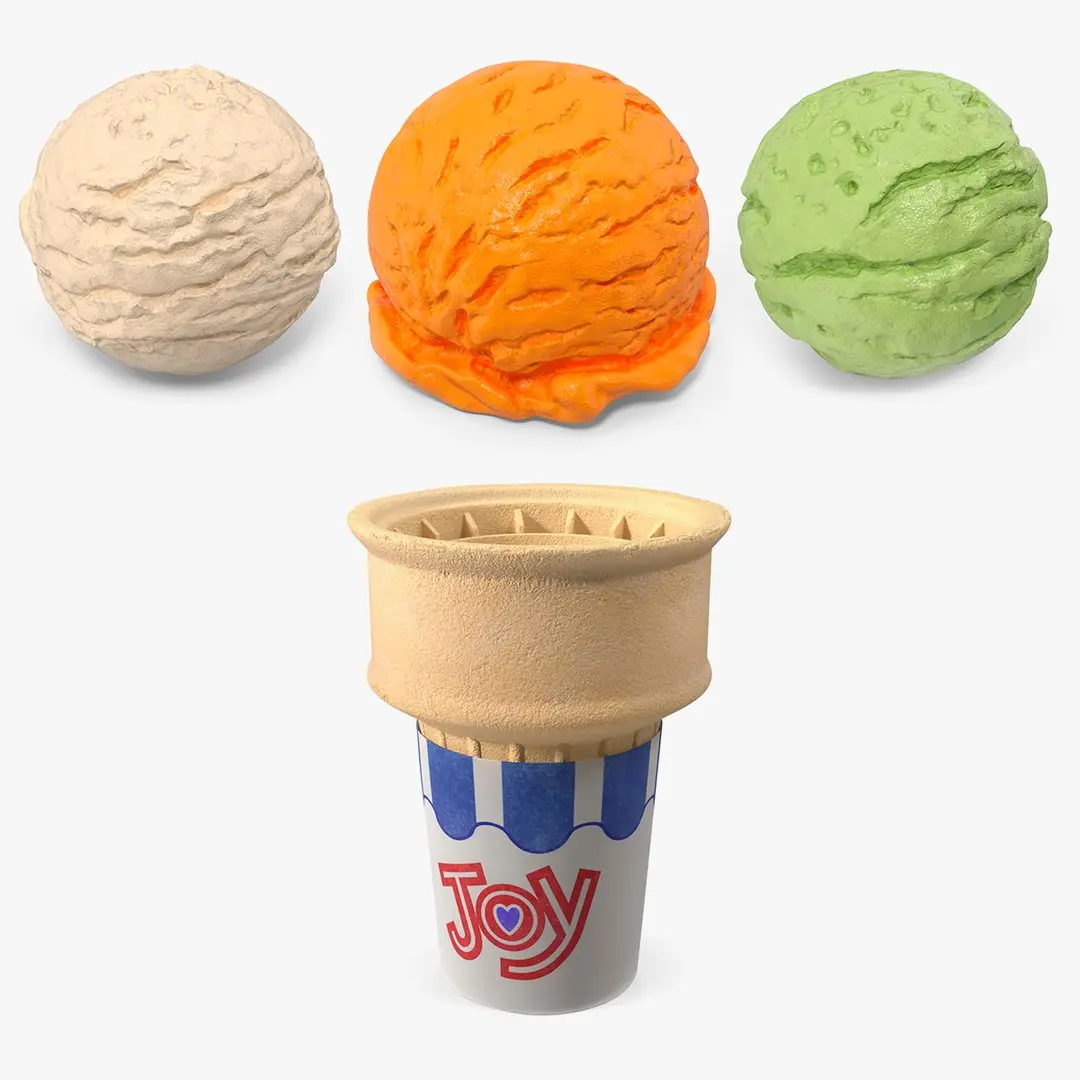 Cake Cone with Ice Cream Scoops Collection 2 3D model