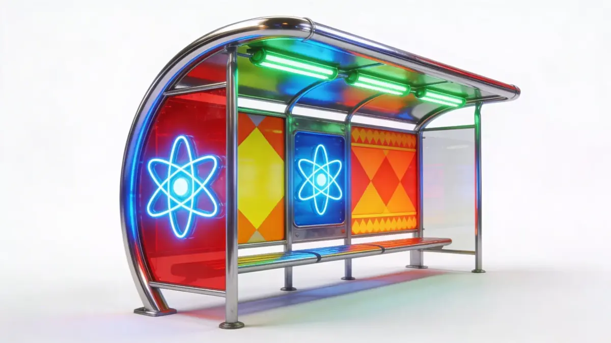 Retro-Futuristic Atompunk Bus Stop model Low-poly 3D model