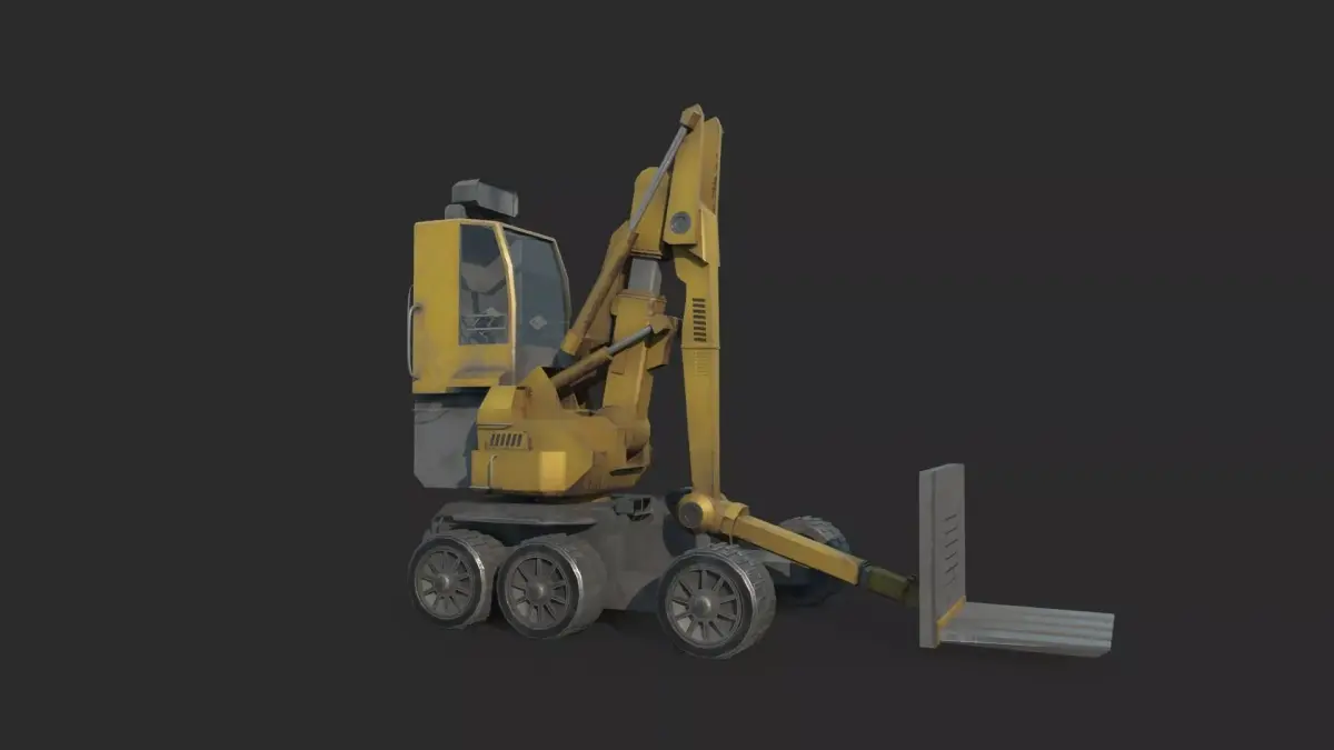 Future sci-fi style engineering vehicle forklift 3D model