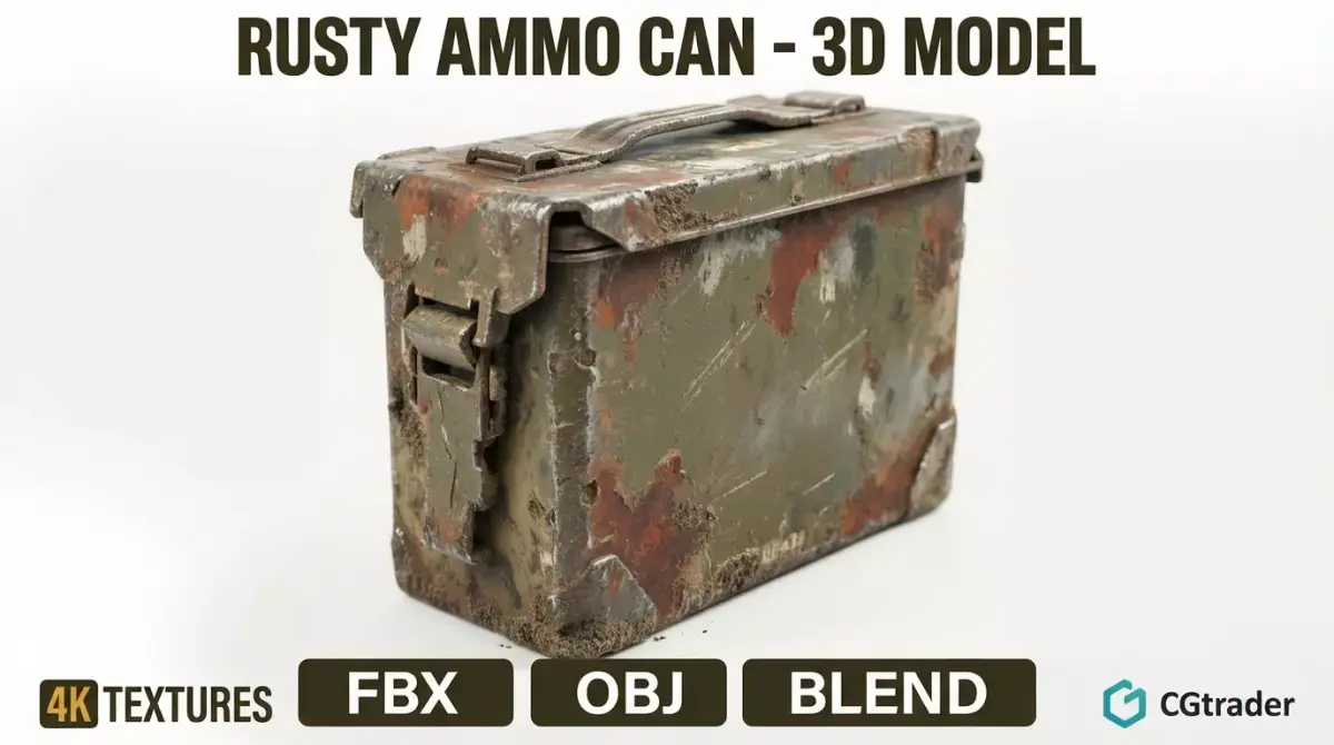 Post Apocalyptic Rusted Ammo Box Low-poly 3D model