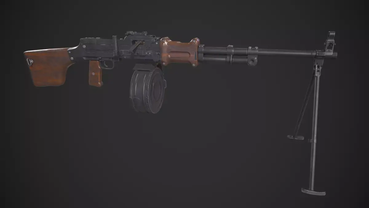 Soviet Machine Gun Low-poly 3D model