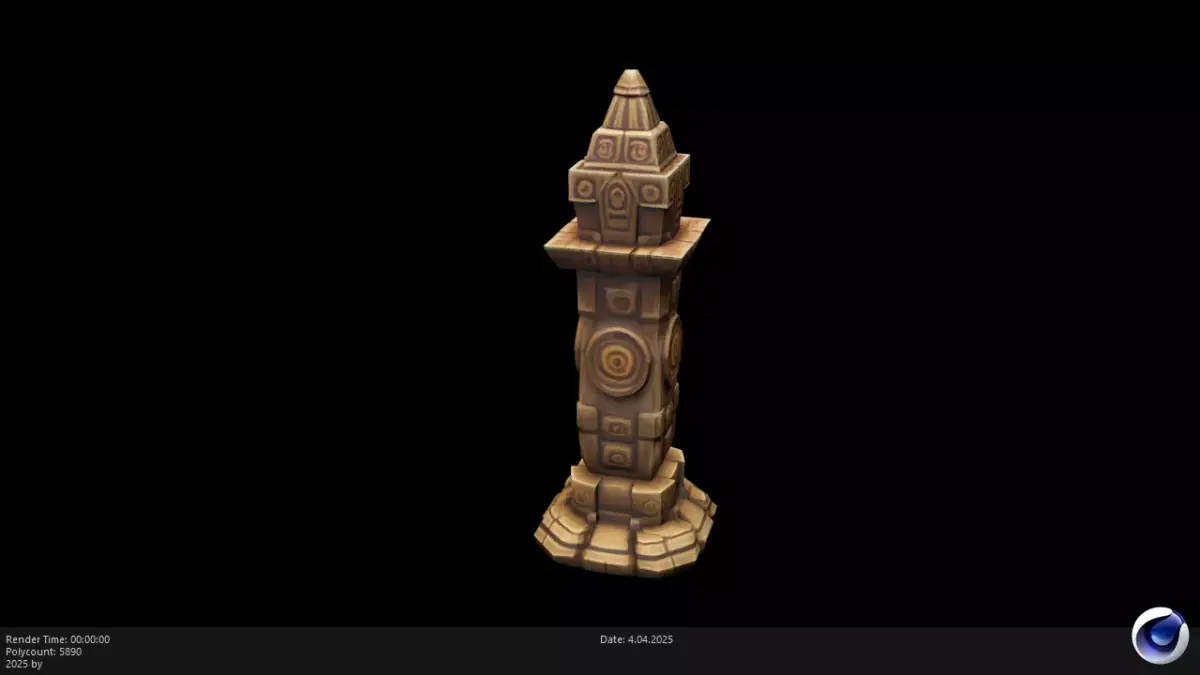 Low Poly Stylized Totem 2 AI Low-poly 3D model