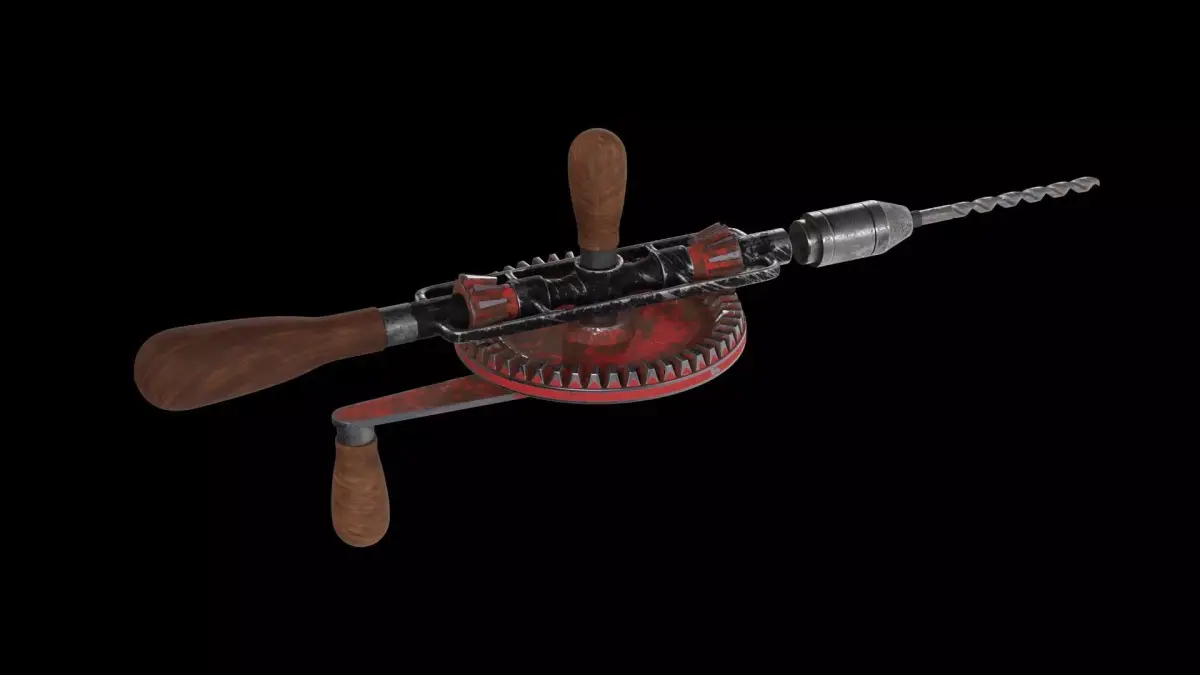 manual old driller  Free low-poly 3D model