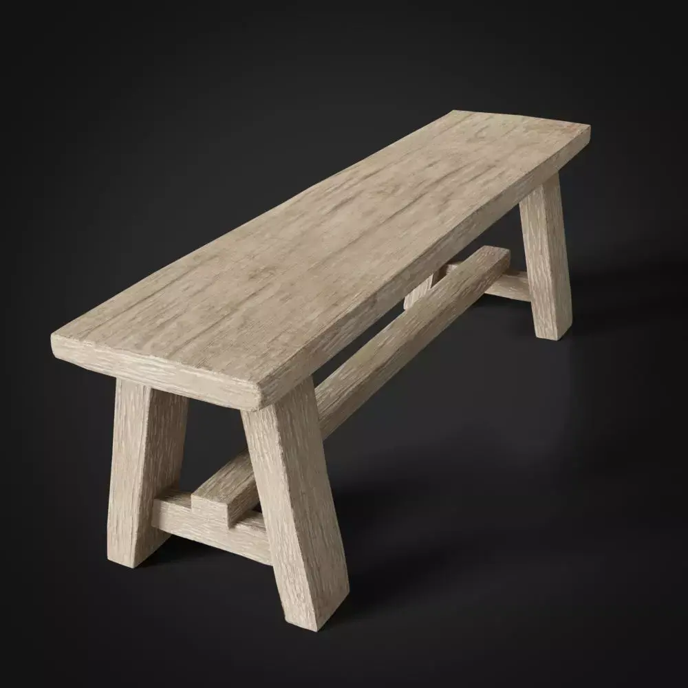 wooden seat Low-poly 3D model