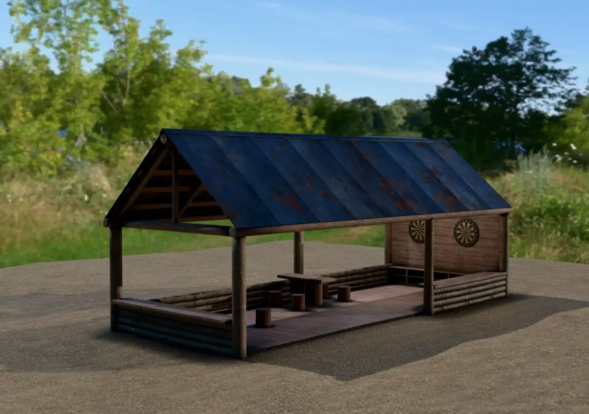 Rustic Wooden Shelter Pavilion 3D Model Free low-poly 3D model
