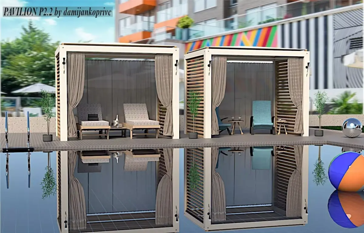 outdoor pavilion for  beach pool garden 3d model Low-poly 3D model