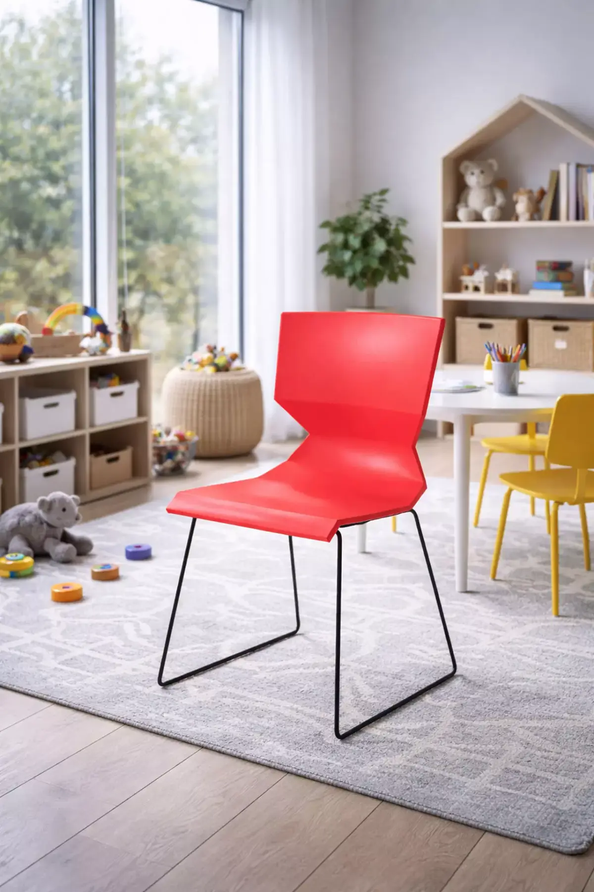 Modern Red Geometric Kids Chair - MorisonDesign 4K PBR Free low-poly 3D model